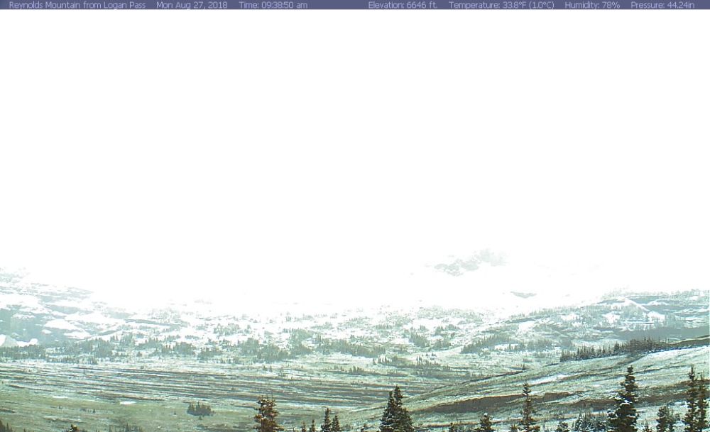 Snow at Logan Pass in Glacier National Park on August 27 2018